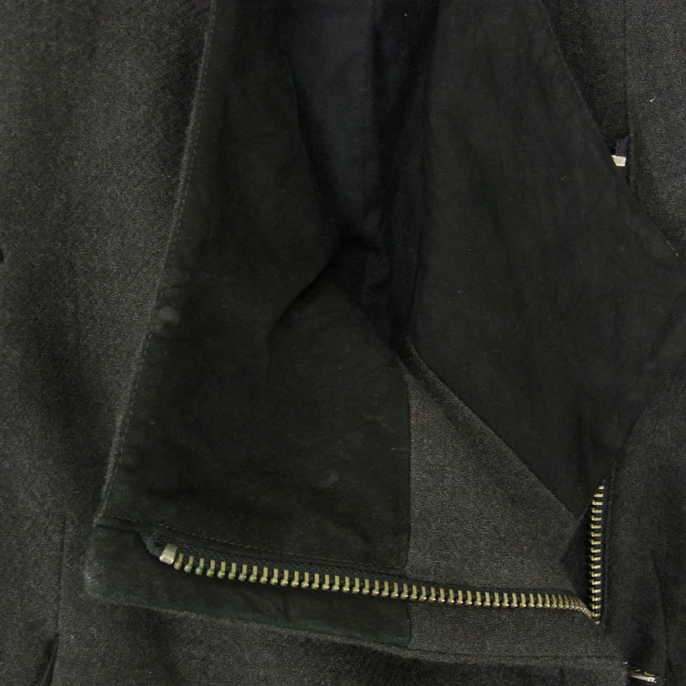 HELMUT LANG ヘルムートラング ウール ラムレザー エルボーパッチ ジップアップ ライダース ジャケット グレー系 P【中古】