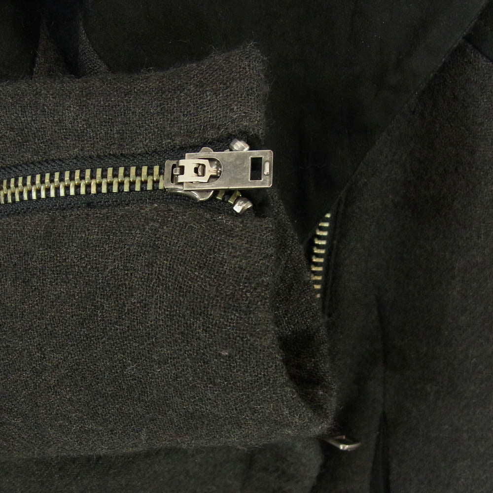 HELMUT LANG ヘルムートラング ウール ラムレザー エルボーパッチ ジップアップ ライダース ジャケット グレー系 P【中古】