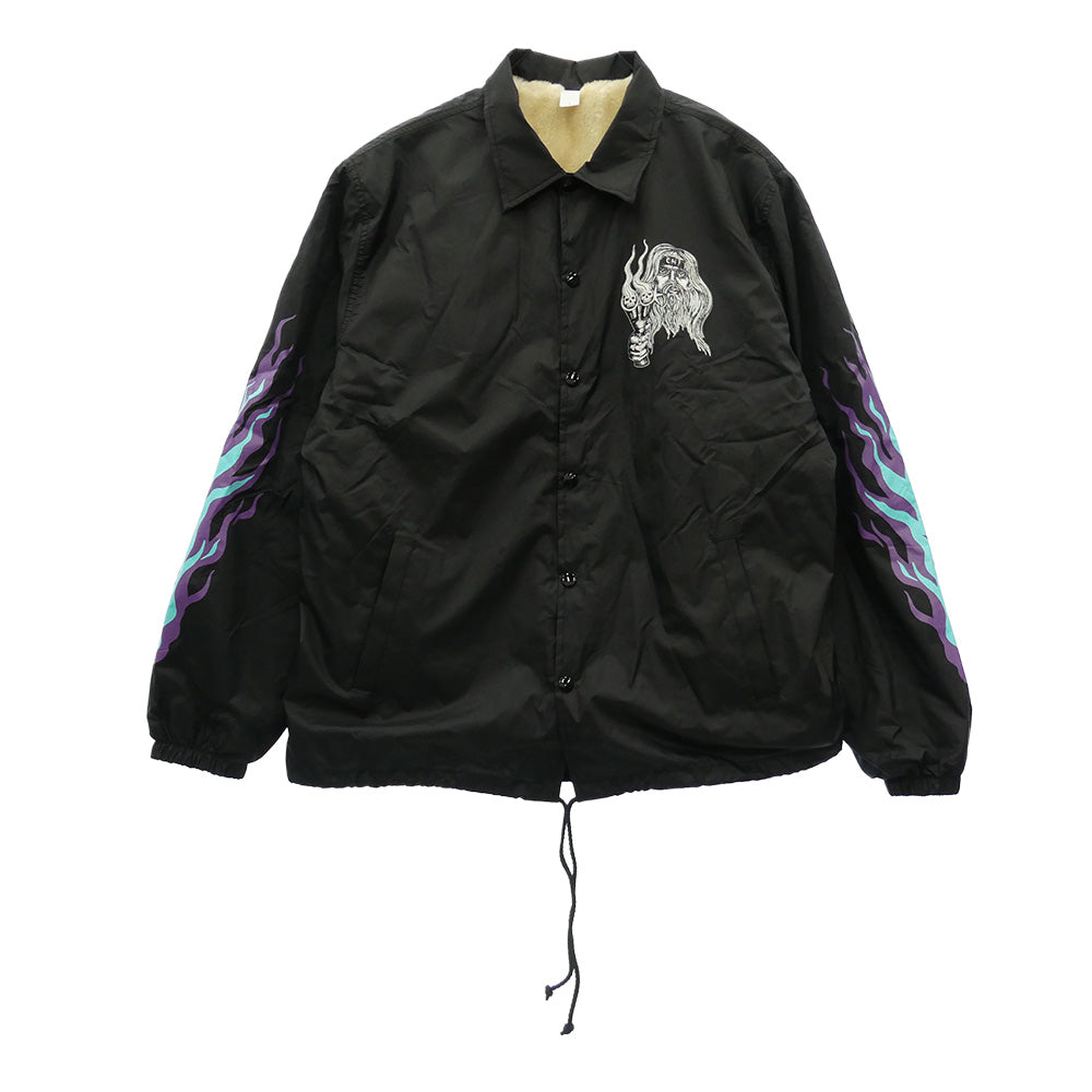 アス × Suntee Don't Fuck with My Chopper herpa Lined Nylon Coach Jacket コーチ ジャケット ブラック系 L【極上美品】【中古】