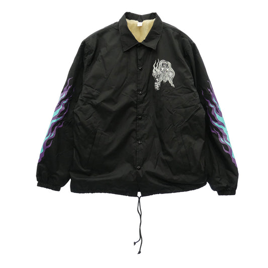 アス × Suntee Don't Fuck with My Chopper herpa Lined Nylon Coach Jacket コーチ ジャケット ブラック系 L【極上美品】【中古】