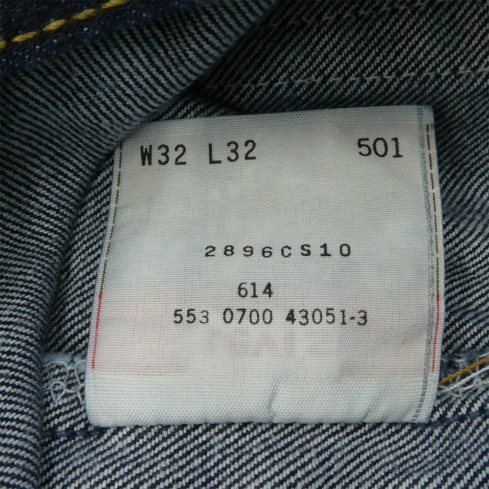 Levi's リーバイス 501-01WA 00s USA製 501 スモールe ボタン裏553 フラッシャー付き ワンウォッシュ ジーンズ デニムパンツ W32 L32 インディゴブルー系 32【極上美品】【中古】