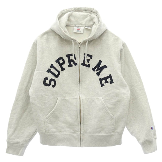 Supreme シュプリーム 24SS × Chmpion Zip Up Hooded Sweatshirt ジップアップ フーデッド スウェットシャツ パーカー フーディー ホワイト系 S【中古】