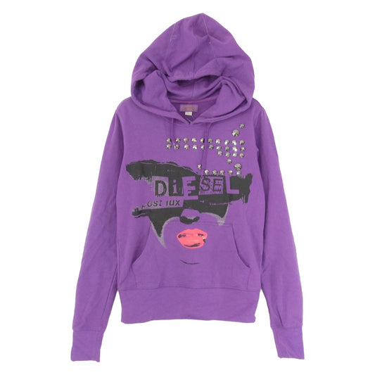 DIESEL ディーゼル スタッズ プルオーバー パーカー パープル系 S【中古】