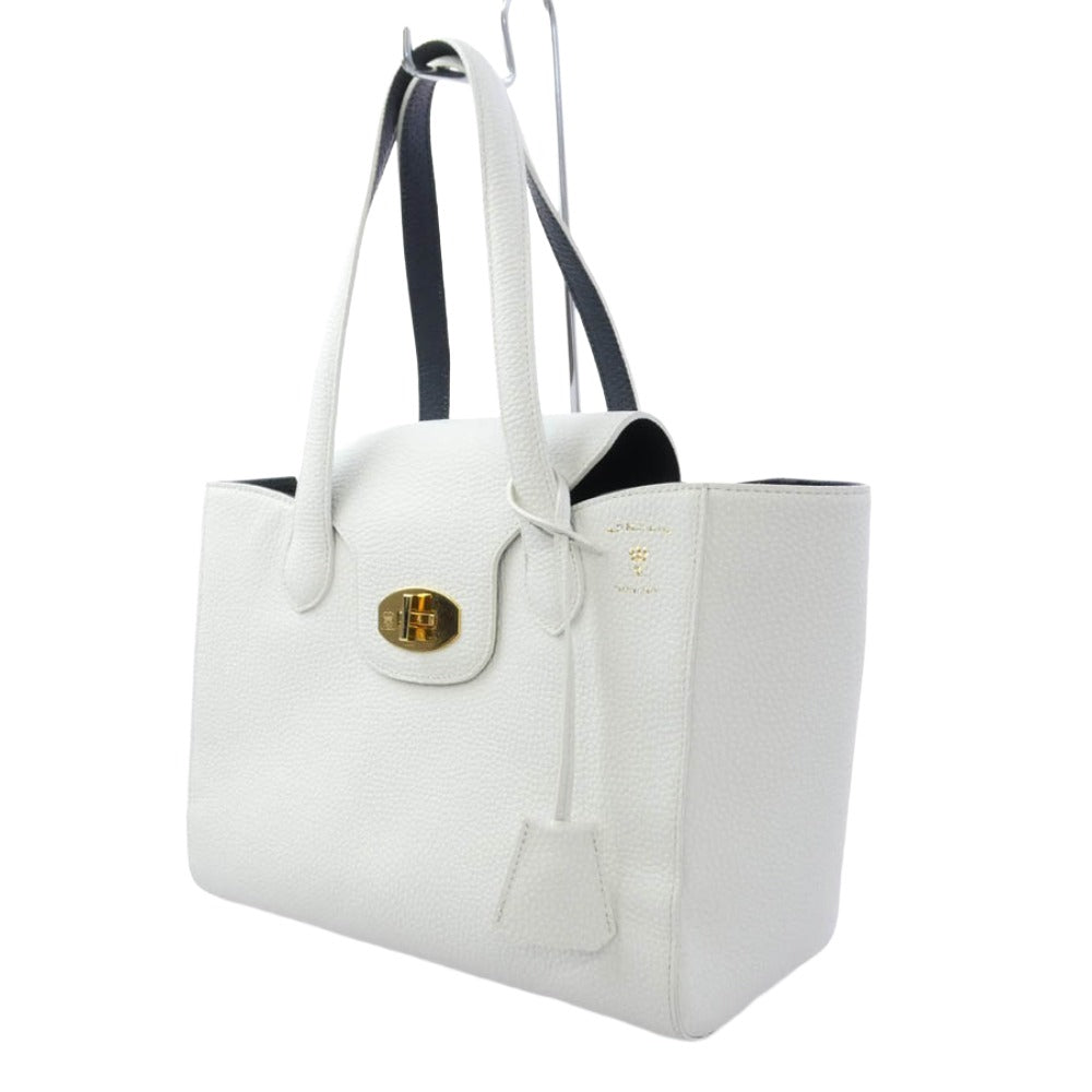 ADMJアクセソワ エーディーエムジェイ accessoires de mademoiselle アクセソワドゥマドモワゼル キーリング付 オールレザー トートバッグ ホワイト系【中古】
