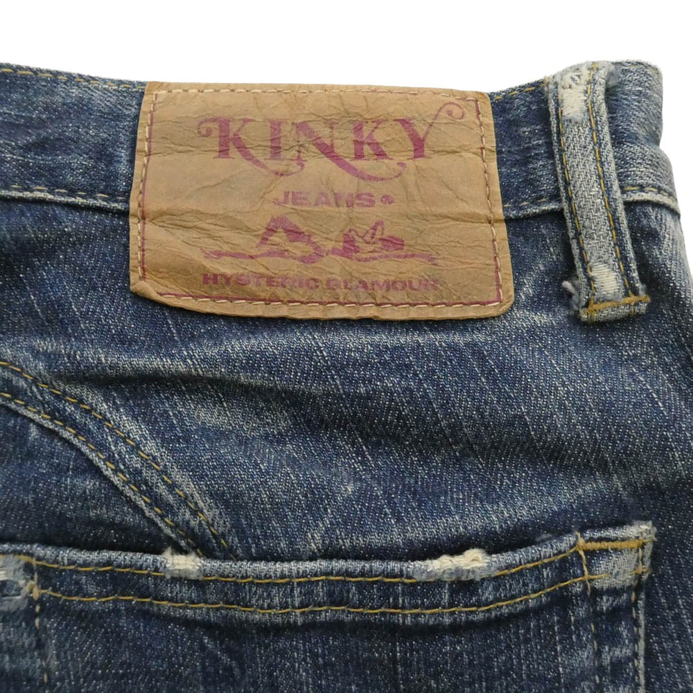 HYSTERIC GLAMOUR ヒステリックグラマー 2AP-5622 KINKY キンキー 裾ジップ 七分丈 ジーンズ デニムパンツ インディゴブルー系 XS【中古】