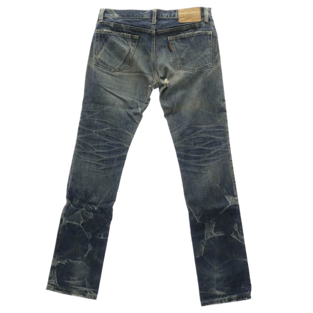 HYSTERIC GLAMOUR ヒステリックグラマー Hysterics ヒステリックス スタッズ ダメージ ボタンフライ ジーンズ デニムパンツ インディゴブルー系【中古】