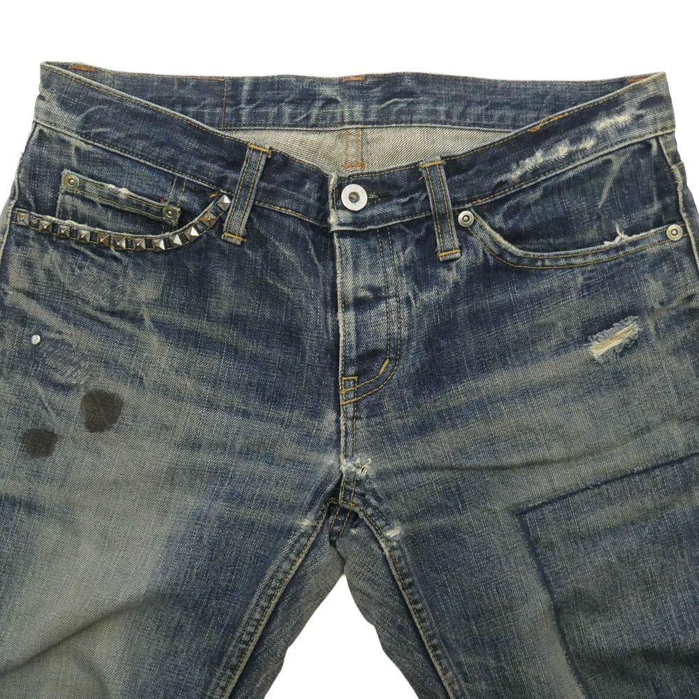 HYSTERIC GLAMOUR ヒステリックグラマー Hysterics ヒステリックス スタッズ ダメージ ボタンフライ ジーンズ デニムパンツ インディゴブルー系【中古】