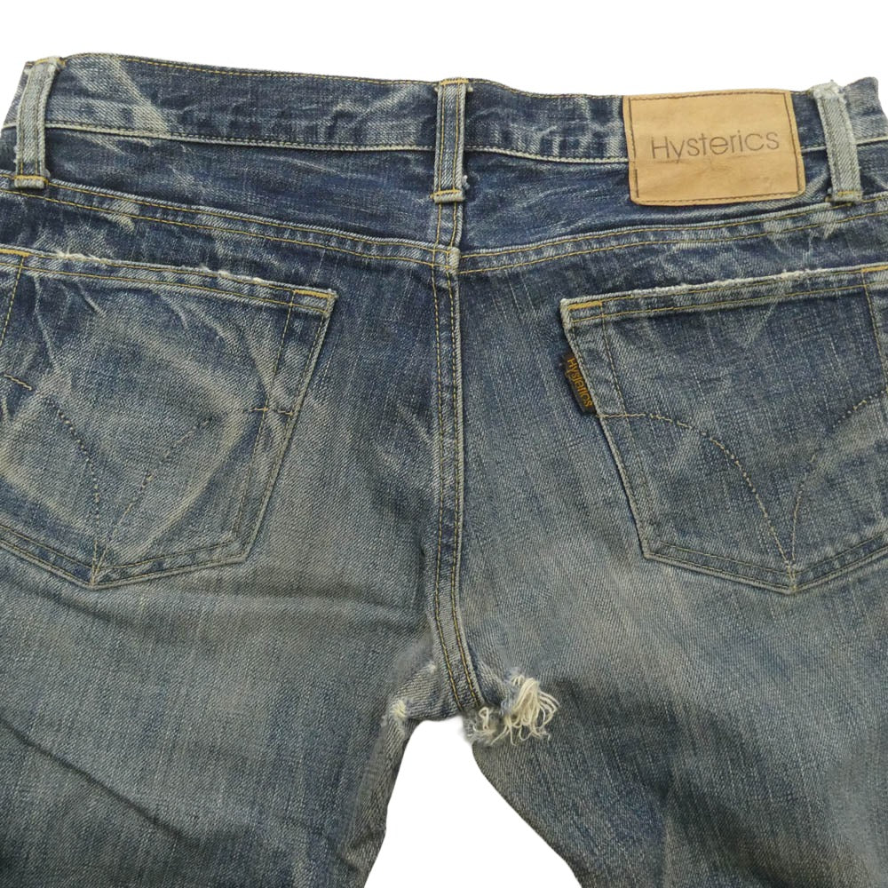 HYSTERIC GLAMOUR ヒステリックグラマー Hysterics ヒステリックス スタッズ ダメージ ボタンフライ ジーンズ デニムパンツ インディゴブルー系【中古】