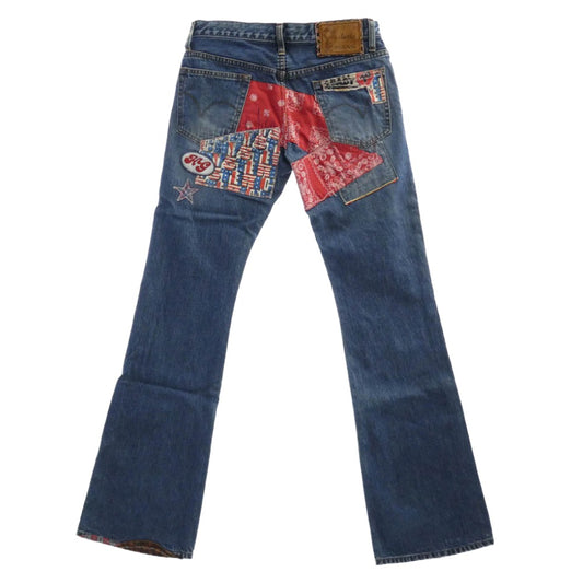 HYSTERIC GLAMOUR ヒステリックグラマー 2AP-3202 Hysteric JEANS ヒステリックジーンズ パッチワーク フレア ジーンズ デニムパンツ インディゴブルー系 マルチカラー系 S【中古】