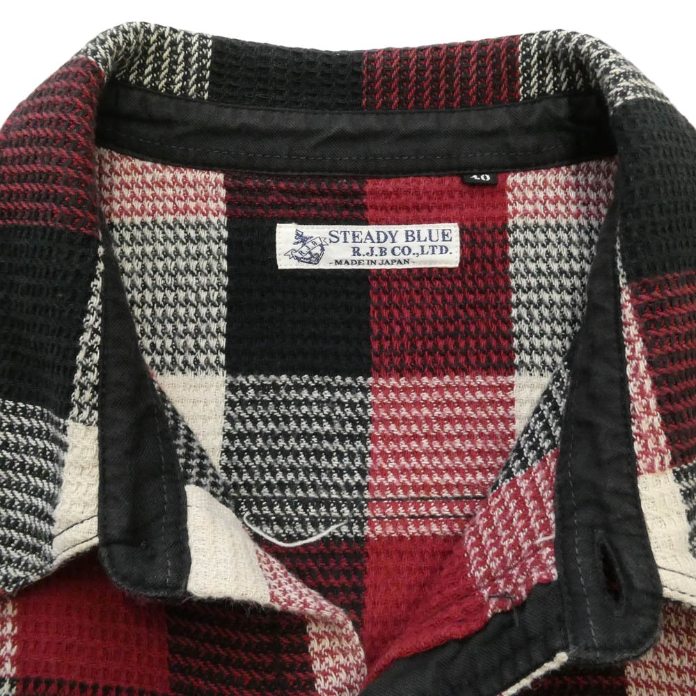R.J.B アールジェイビー STEADY BLUE チェック 長袖 ネルシャツ エンジ系 40【中古】