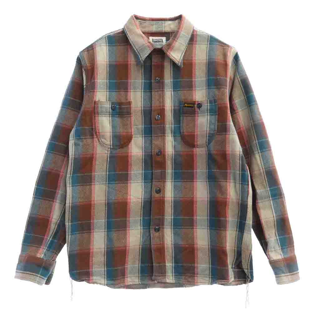 Pherrow's フェローズ ヘビー ネル コットン チェック 長袖 シャツ ブラウン系 40【中古】
