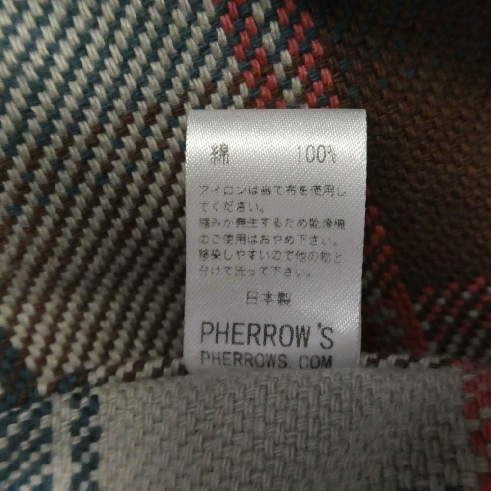 Pherrow's フェローズ ヘビー ネル コットン チェック 長袖 シャツ ブラウン系 40【中古】