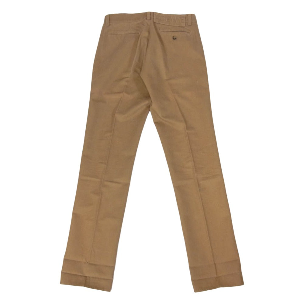 LOEWE ロエベ 裾ダブル センタープレス コットン トラウザー パンツ ベージュ系 30【中古】