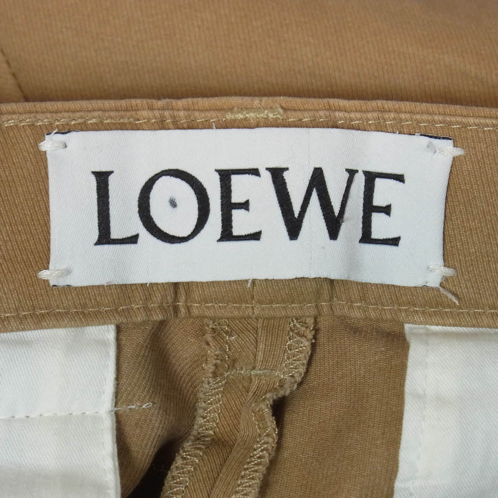 LOEWE ロエベ 裾ダブル センタープレス コットン トラウザー パンツ ベージュ系 30【中古】