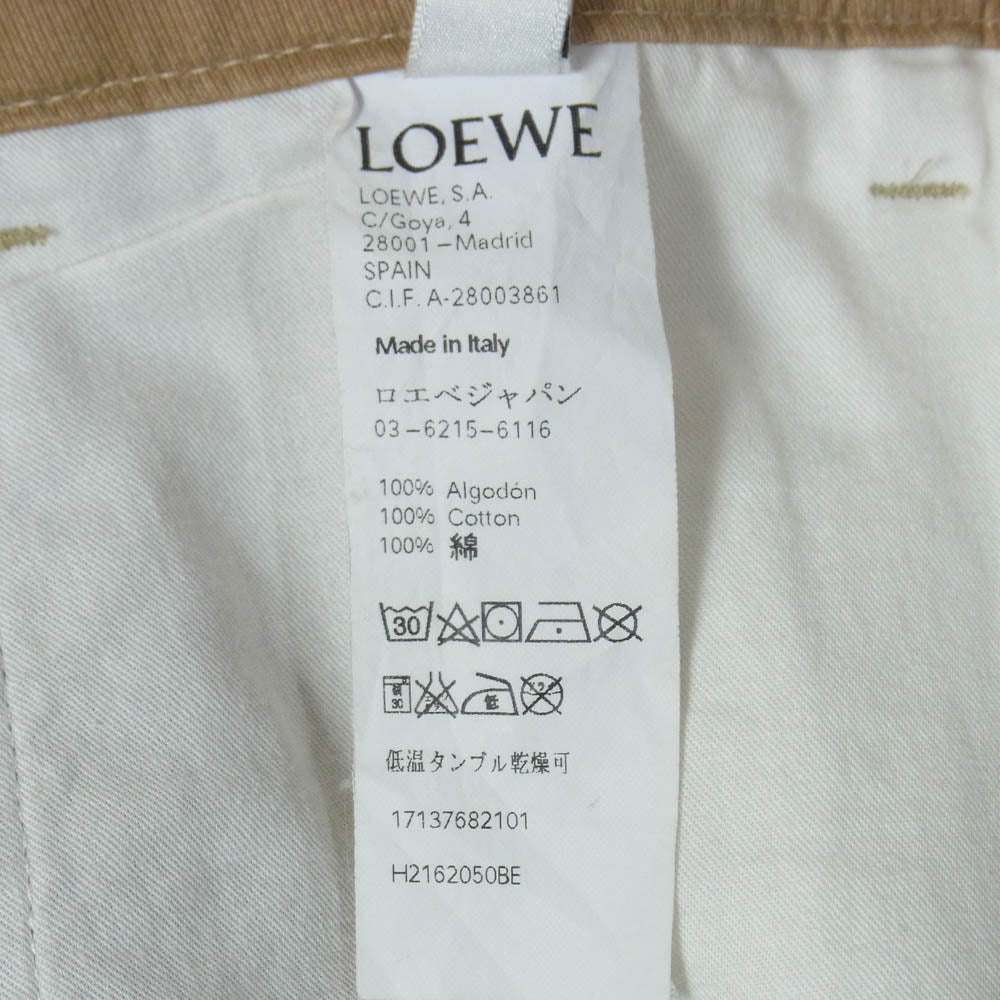 LOEWE ロエベ 裾ダブル センタープレス コットン トラウザー パンツ ベージュ系 30【中古】