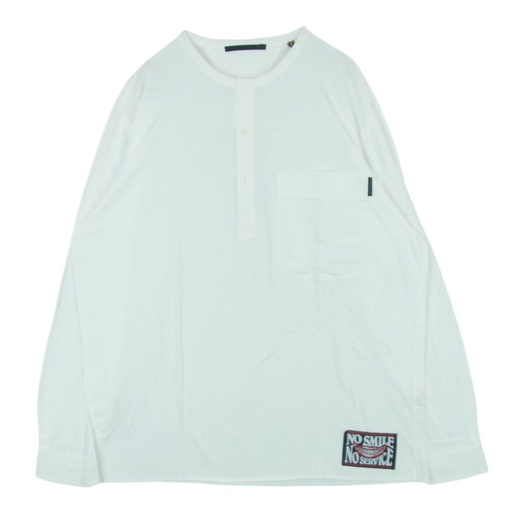Stella McCartney ステラマッカートニー NO SMILE NO SERVICE パッチ付き ヘンリーネック プルオーバー 長袖 シャツ ホワイト系 L【中古】