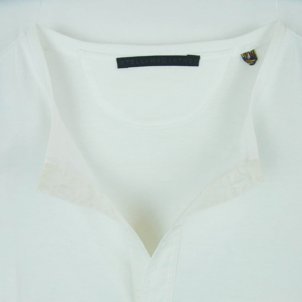 Stella McCartney ステラマッカートニー NO SMILE NO SERVICE パッチ付き ヘンリーネック プルオーバー 長袖 シャツ ホワイト系 L【中古】