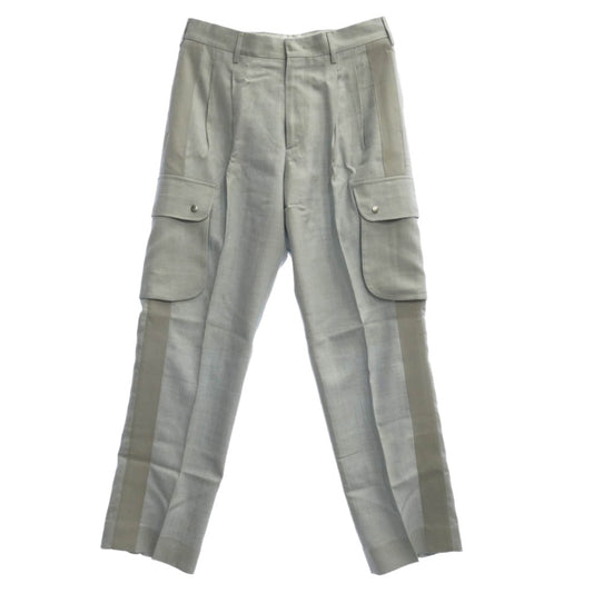 Stella McCartney ステラマッカートニー レーヨンリネン サイドライン 側章 カーゴポケット スラックス パンツ ライトブルー系 48【美品】【中古】