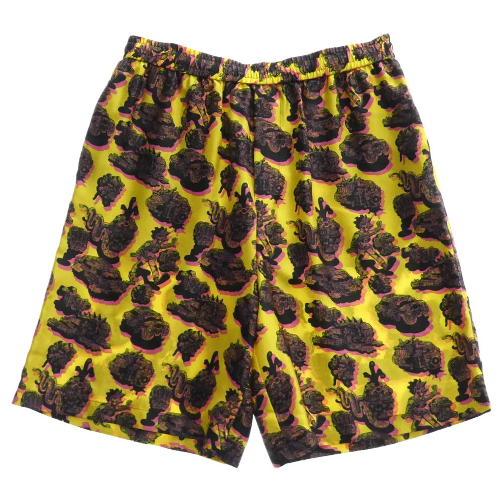 Stella McCartney ステラマッカートニー 23 OLD BOND ST. LONDON シルク 総柄グラフィック ショーツ ハーフパンツ イエロー系 M【美品】【中古】