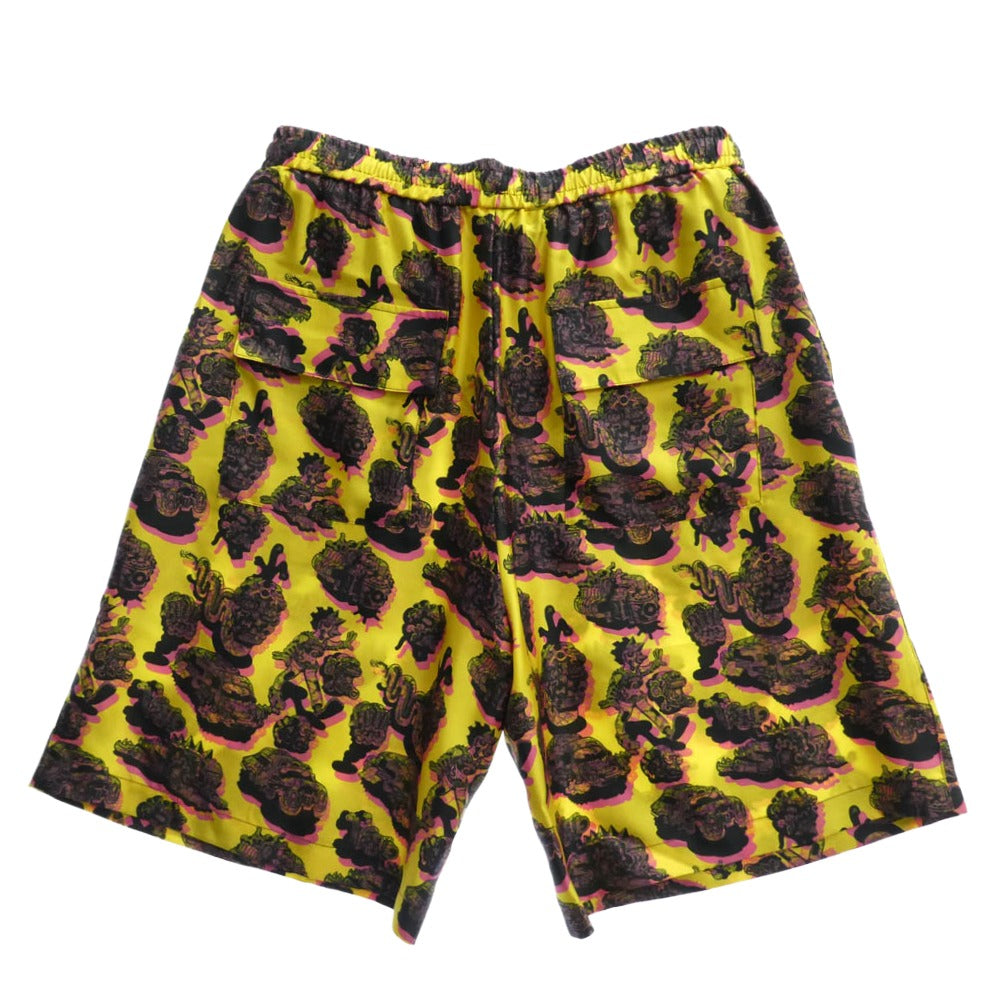Stella McCartney ステラマッカートニー 23 OLD BOND ST. LONDON シルク 総柄グラフィック ショーツ ハーフパンツ イエロー系 M【美品】【中古】