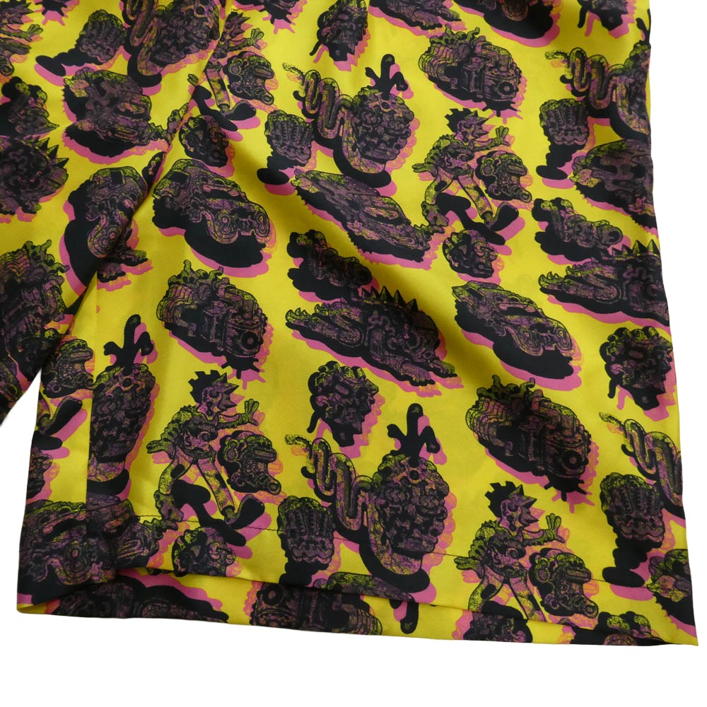 Stella McCartney ステラマッカートニー 23 OLD BOND ST. LONDON シルク 総柄グラフィック ショーツ ハーフパンツ イエロー系 M【美品】【中古】