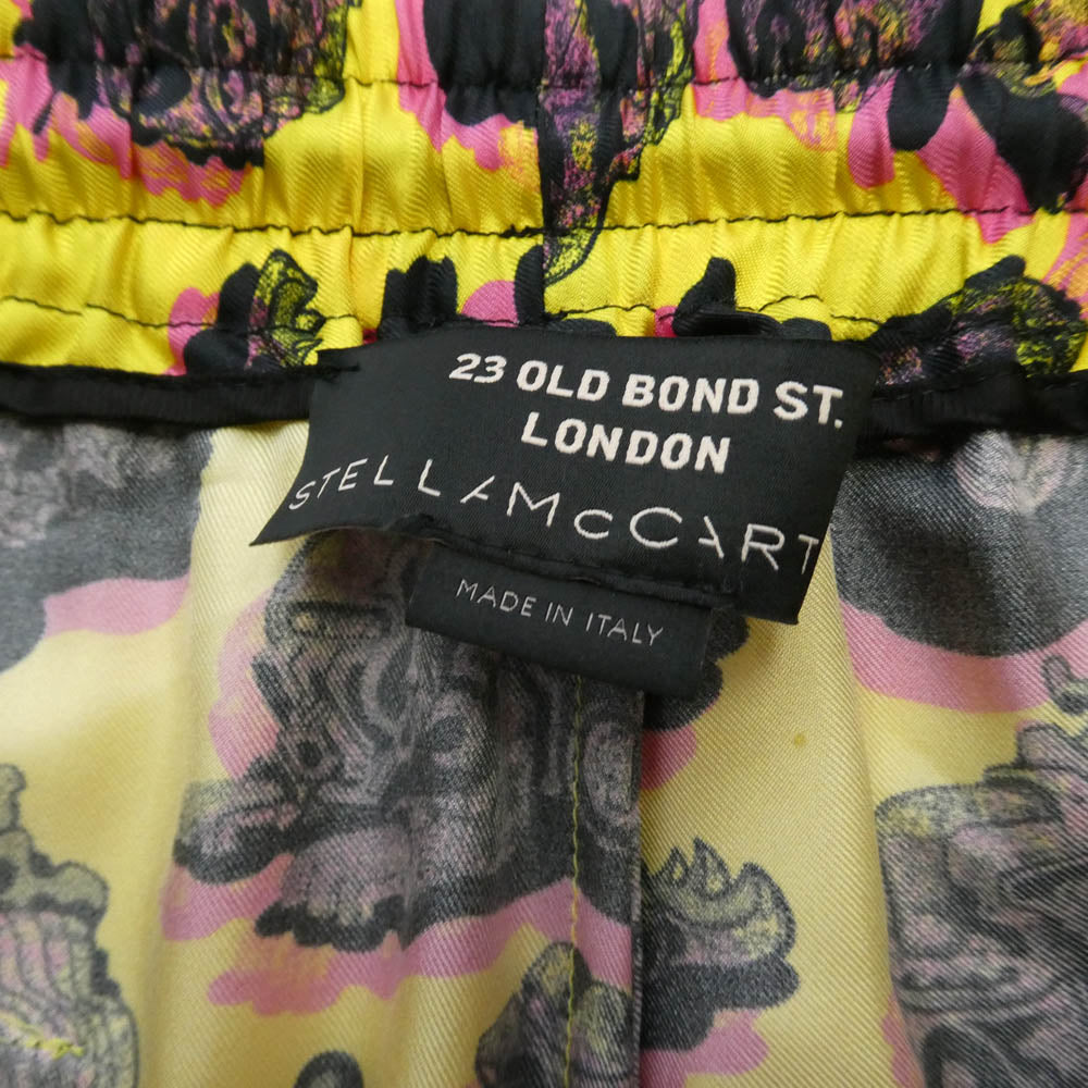 Stella McCartney ステラマッカートニー 23 OLD BOND ST. LONDON シルク 総柄グラフィック ショーツ ハーフパンツ イエロー系 M【美品】【中古】