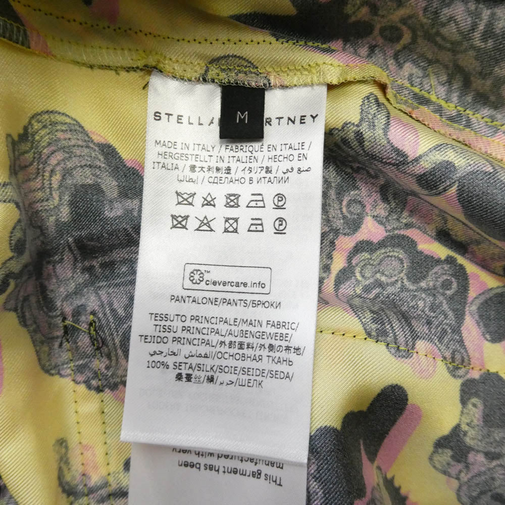 Stella McCartney ステラマッカートニー 23 OLD BOND ST. LONDON シルク 総柄グラフィック ショーツ ハーフパンツ イエロー系 M【美品】【中古】