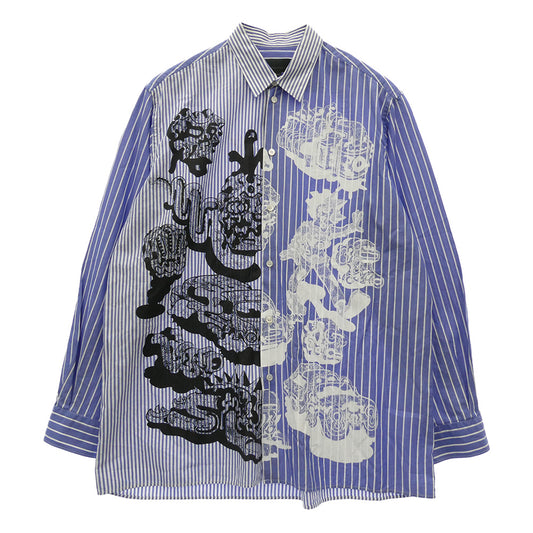 Stella McCartney ステラマッカートニー Will Sweeney ウィル・スウィーニー グラフィックプリント クレイジーパターン ストライプ 長袖シャツ ブルー系 40【中古】