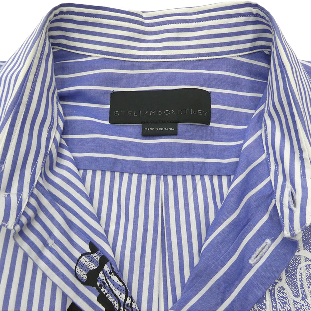 Stella McCartney ステラマッカートニー Will Sweeney ウィル・スウィーニー グラフィックプリント クレイジーパターン ストライプ 長袖シャツ ブルー系 40【中古】