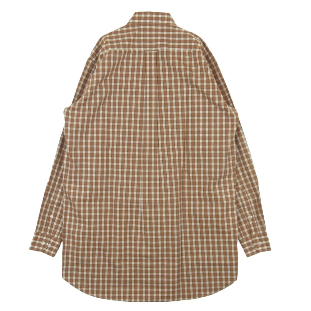 Stella McCartney ステラマッカートニー フラワー刺繍 ギンガムチェック 長袖 ロング シャツ ブラウン系 ホワイト系 38【美品】【中古】