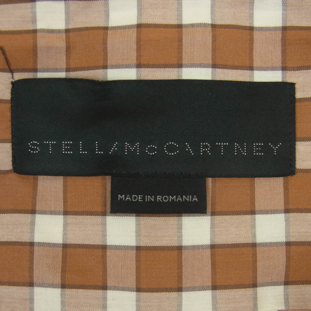 Stella McCartney ステラマッカートニー フラワー刺繍 ギンガムチェック 長袖 ロング シャツ ブラウン系 ホワイト系 38【美品】【中古】