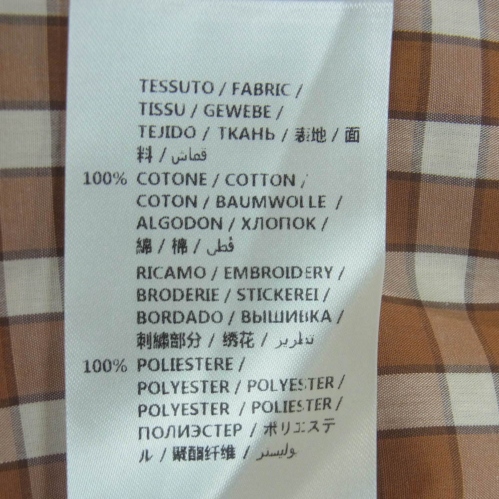 Stella McCartney ステラマッカートニー フラワー刺繍 ギンガムチェック 長袖 ロング シャツ ブラウン系 ホワイト系 38【美品】【中古】