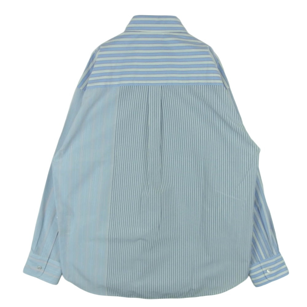 Stella McCartney ステラマッカートニー クレイジーパターン ストライプ 長袖 シャツ ライトブルー系 ホワイト系 42【美品】【中古】