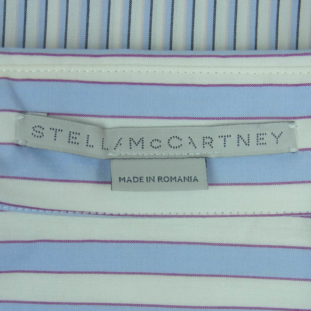 Stella McCartney ステラマッカートニー クレイジーパターン ストライプ 長袖 シャツ ライトブルー系 ホワイト系 42【美品】【中古】