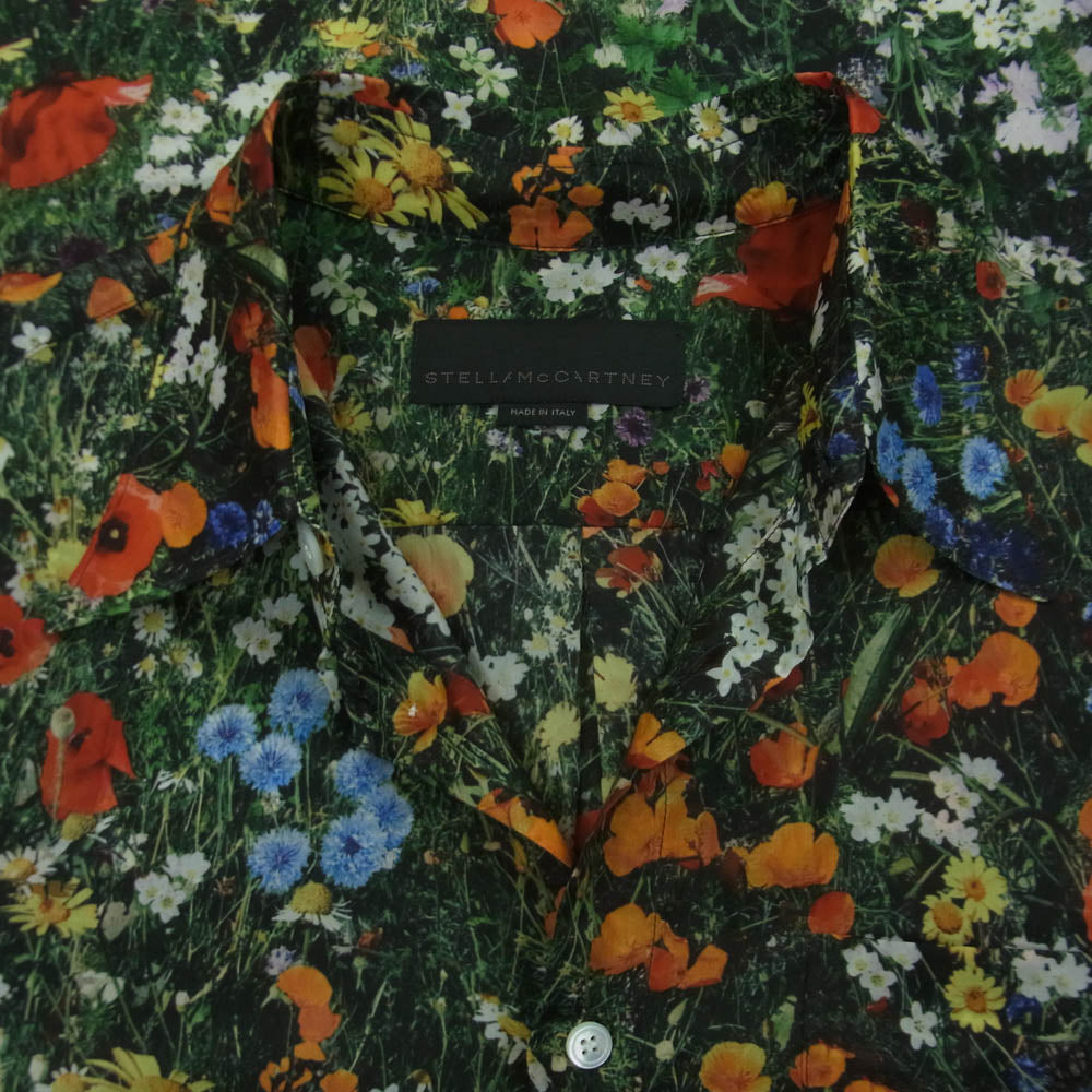 Stella McCartney ステラマッカートニー ボタニカルフラワー 花柄 キュプラ 長袖 シャツ グリーン系 38【美品】【中古】