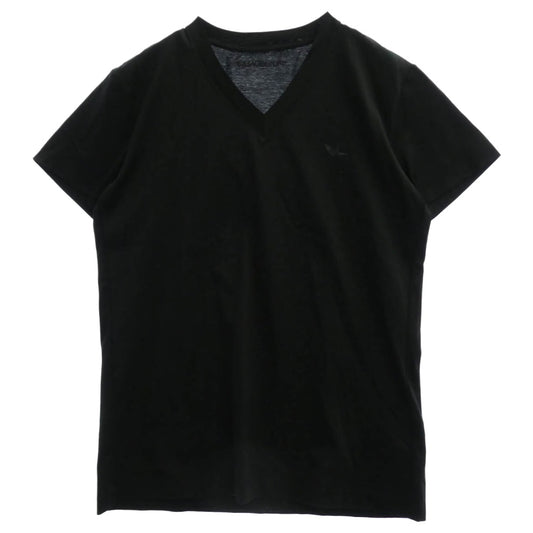 1piu1uguale3 ウノピュウノウグァーレトレ MRT240 COT306 本ライン 折り鶴ロゴ Vネック 半袖 Tシャツ カットソー ブラック系 L Ⅴ【中古】