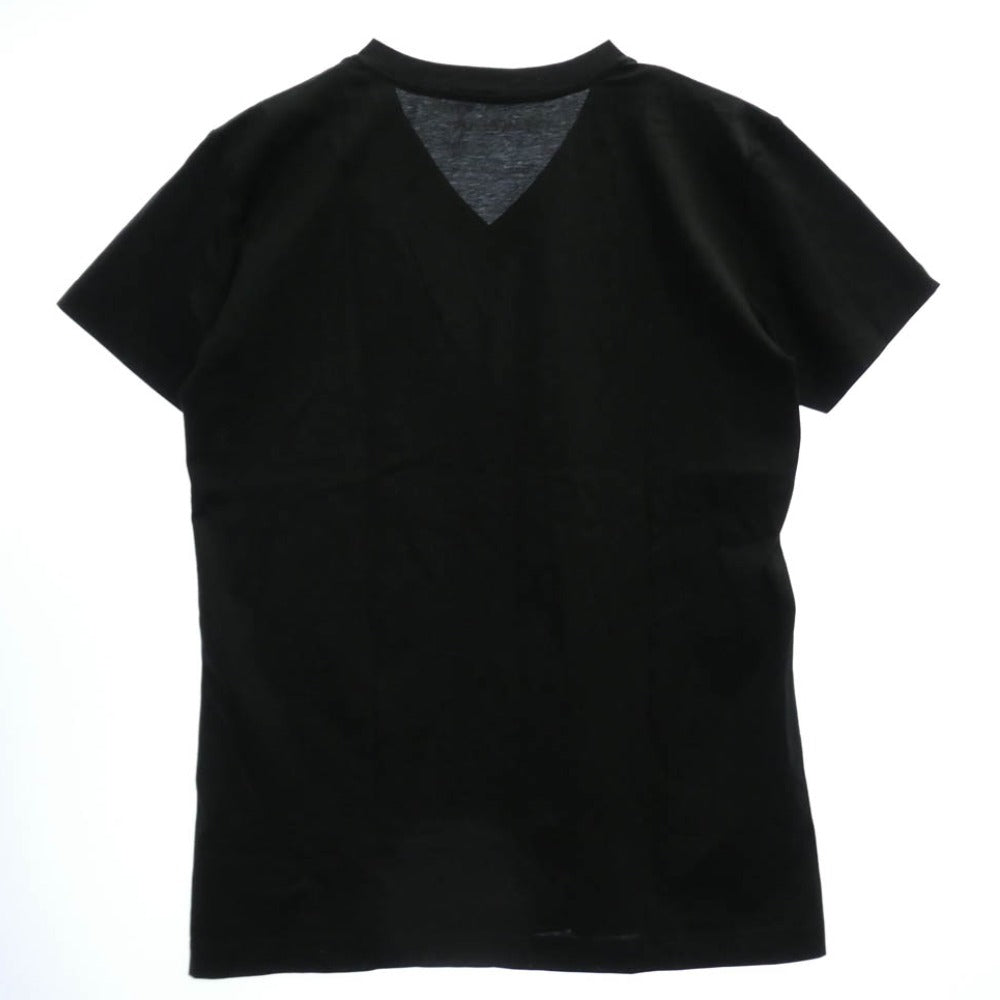 1piu1uguale3 ウノピュウノウグァーレトレ MRT240 COT306 本ライン 折り鶴ロゴ Vネック 半袖 Tシャツ カットソー ブラック系 L Ⅴ【中古】