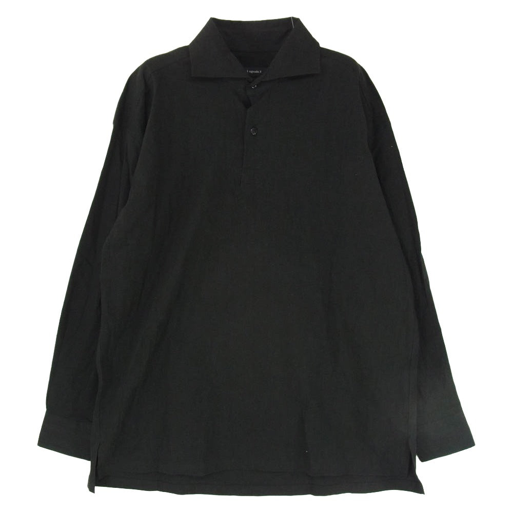 1piu1uguale3 ウノピュウノウグァーレトレ MRS180 LIU007 L/S POLO SHIRTS コットン リネン プルオーバー 長袖 シャツ ブラック系 IV【中古】