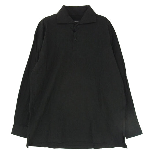 1piu1uguale3 ウノピュウノウグァーレトレ MRS180 LIU007 L/S POLO SHIRTS コットン リネン プルオーバー 長袖 シャツ ブラック系 IV【中古】