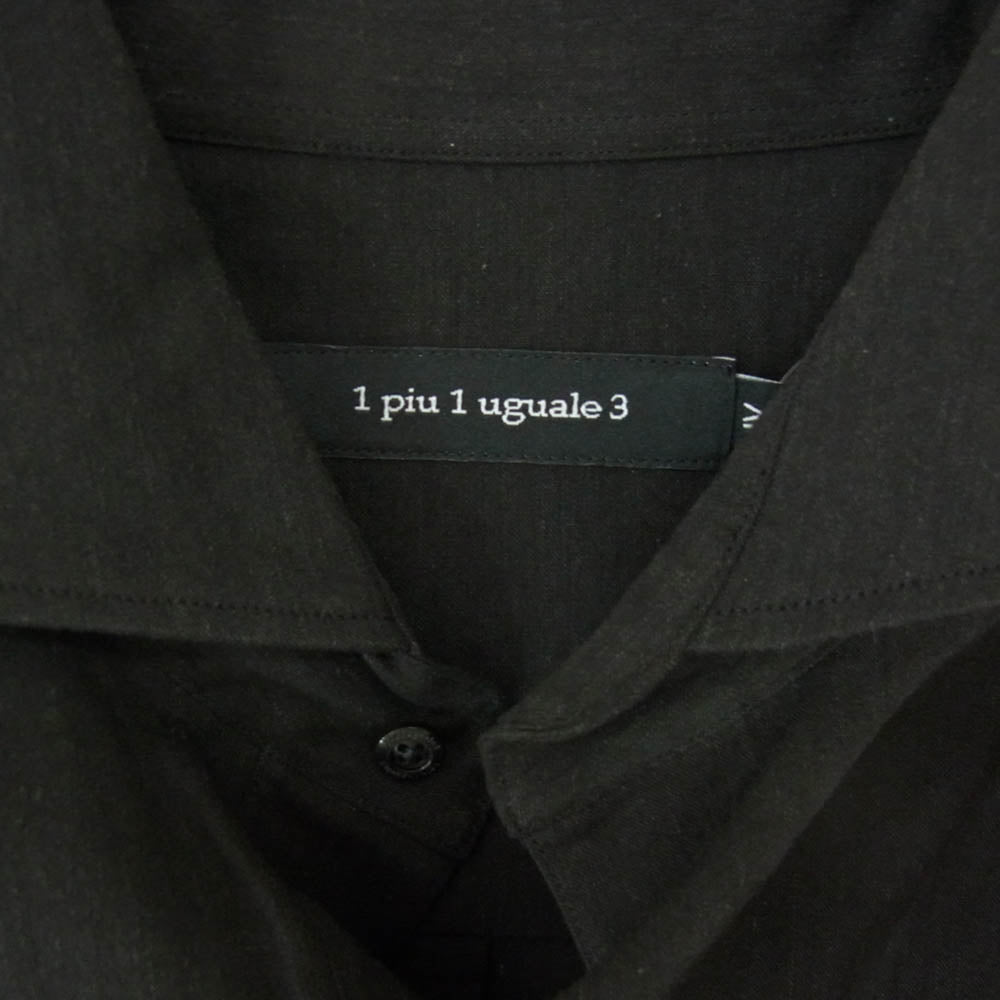 1piu1uguale3 ウノピュウノウグァーレトレ MRS180 LIU007 L/S POLO SHIRTS コットン リネン プルオーバー 長袖 シャツ ブラック系 IV【中古】