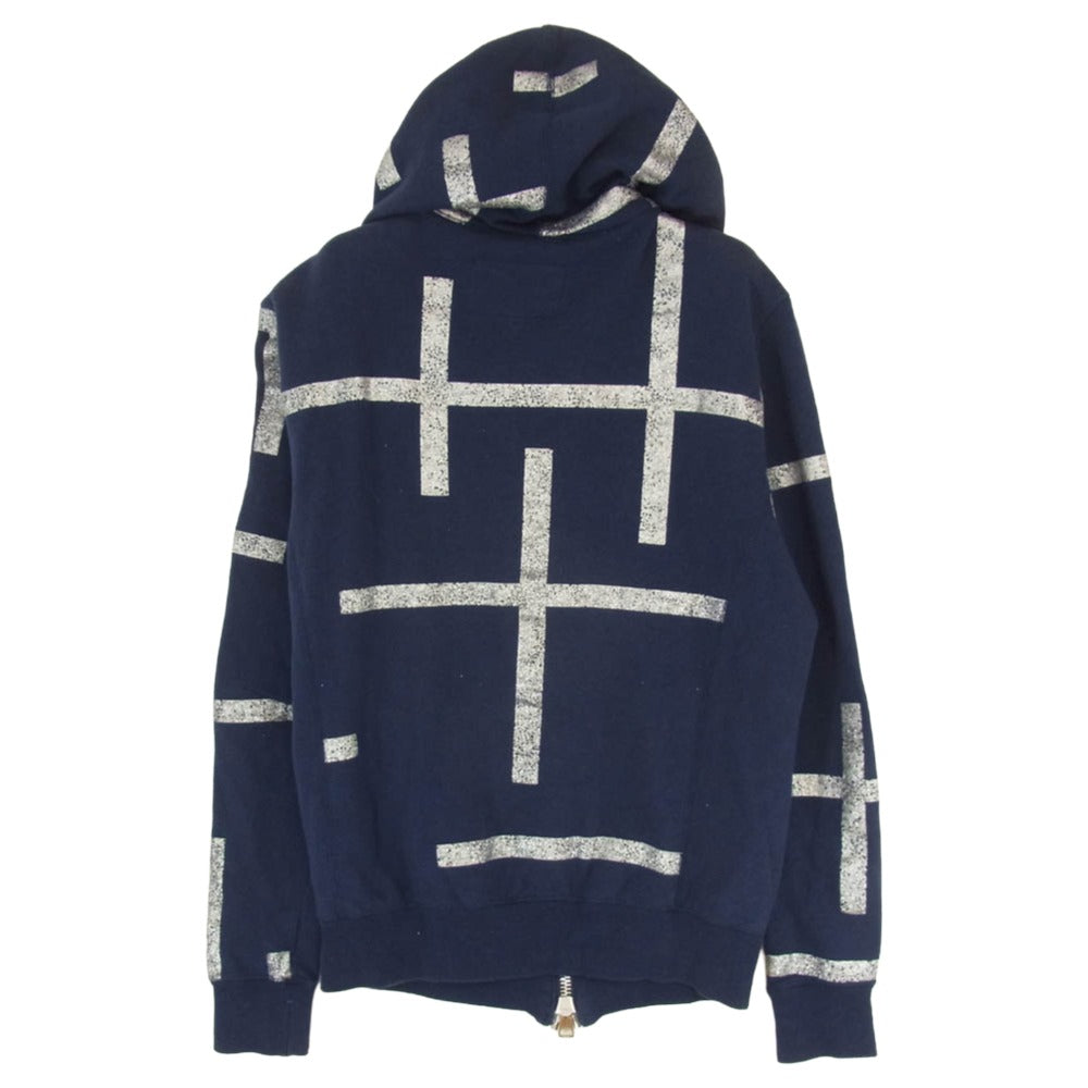 1piu1uguale3 ウノピュウノウグァーレトレ MRB314 COT267 誉田屋 YABUREKOUSI SWEAT PARKA スウェット フルジップ パーカー フーディー ネイビー系 IV【中古】