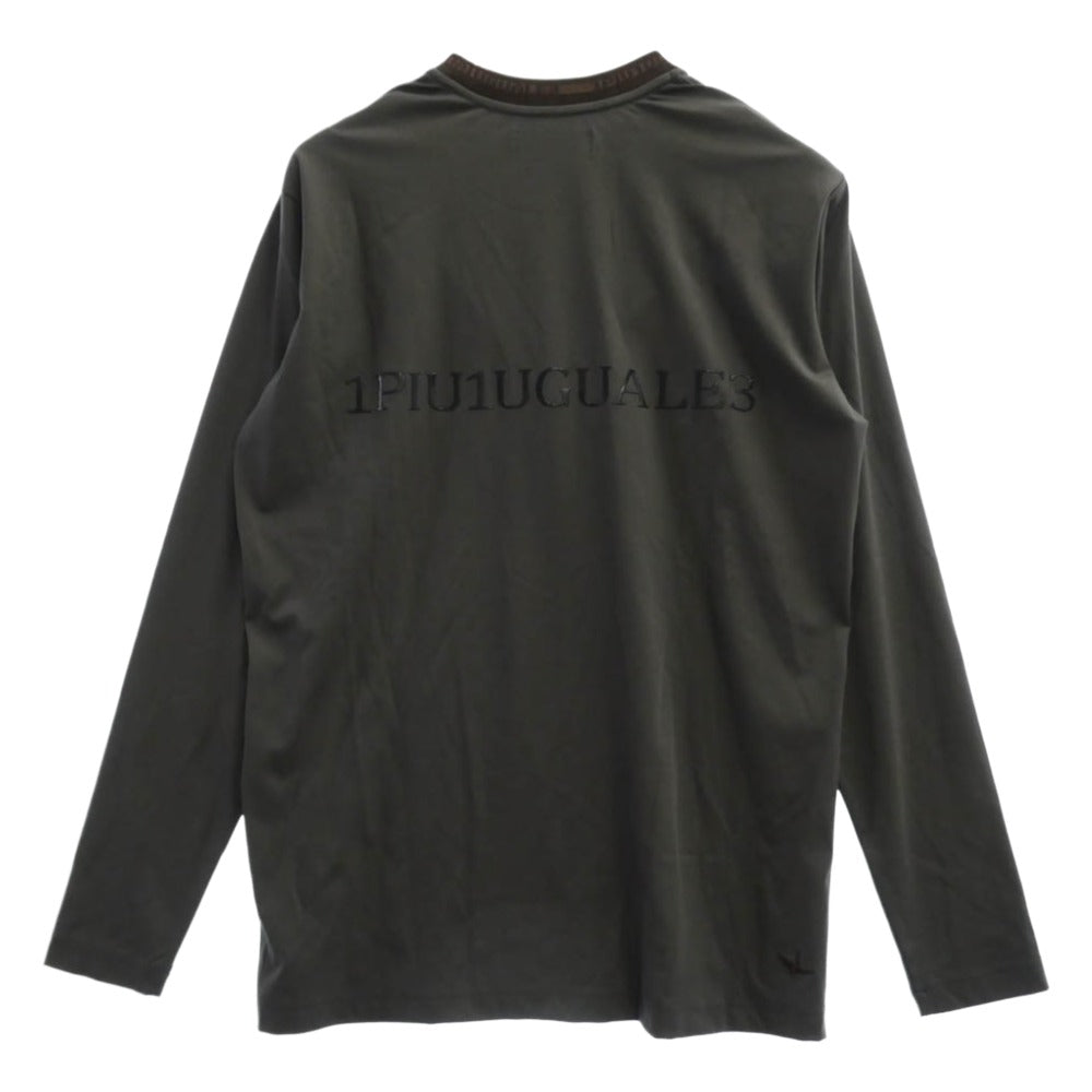 1piu1uguale3 ウノピュウノウグァーレトレ CM069 MT01 COMFORTABLE CREW L/S ネックロゴ バックロゴ クルーネック 長袖 カットソー Tシャツ グレー系 XL 6【中古】