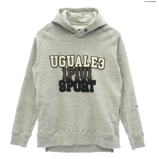 1piu1uguale3 ウノピュウノウグァーレトレ CM056 MN02 CLASSIC SWEAT SIDE ZIP PO ロゴワッペン ストレッチ クラシック スウェット サイドジップ プルオーバー パーカー フーディー グレー系 3【中古】