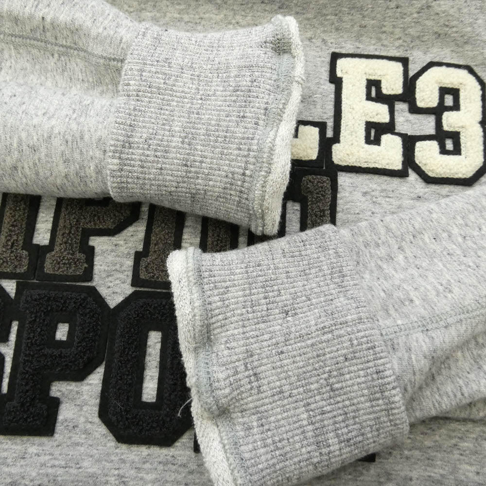 1piu1uguale3 ウノピュウノウグァーレトレ CM056 MN02 CLASSIC SWEAT SIDE ZIP PO ロゴワッペン ストレッチ クラシック スウェット サイドジップ プルオーバー パーカー フーディー グレー系 3【中古】