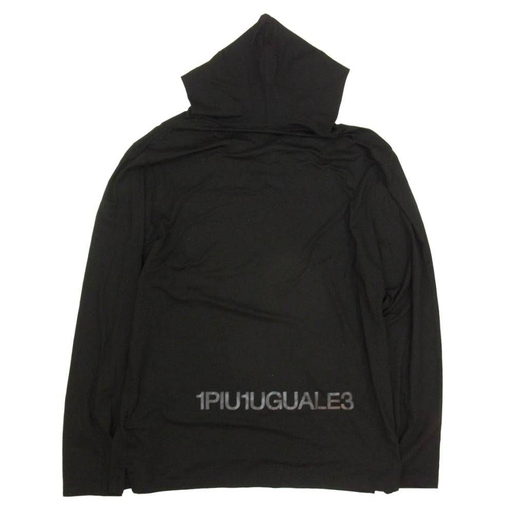 1piu1uguale3 ウノピュウノウグァーレトレ MRT329 RYN019 DEREK ROSE ラウンジウェアコレクション L/S HOODED TEE フーデッド カットソー 長袖 Tシャツ ブラック系 M【中古】