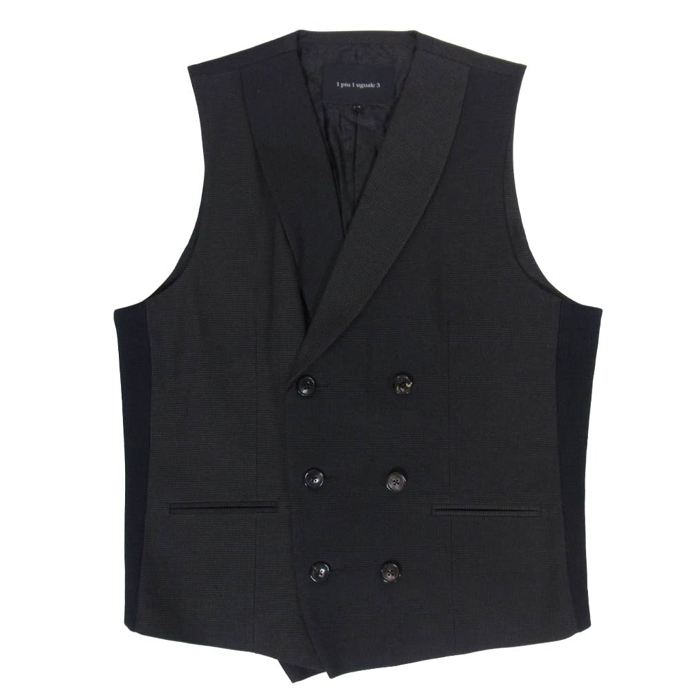 1piu1uguale3 ウノピュウノウグァーレトレ MRB597 PRY086 CRAZY RIB GILET クレイジー リブ ジレ ベスト ブラック系 V【美品】【中古】