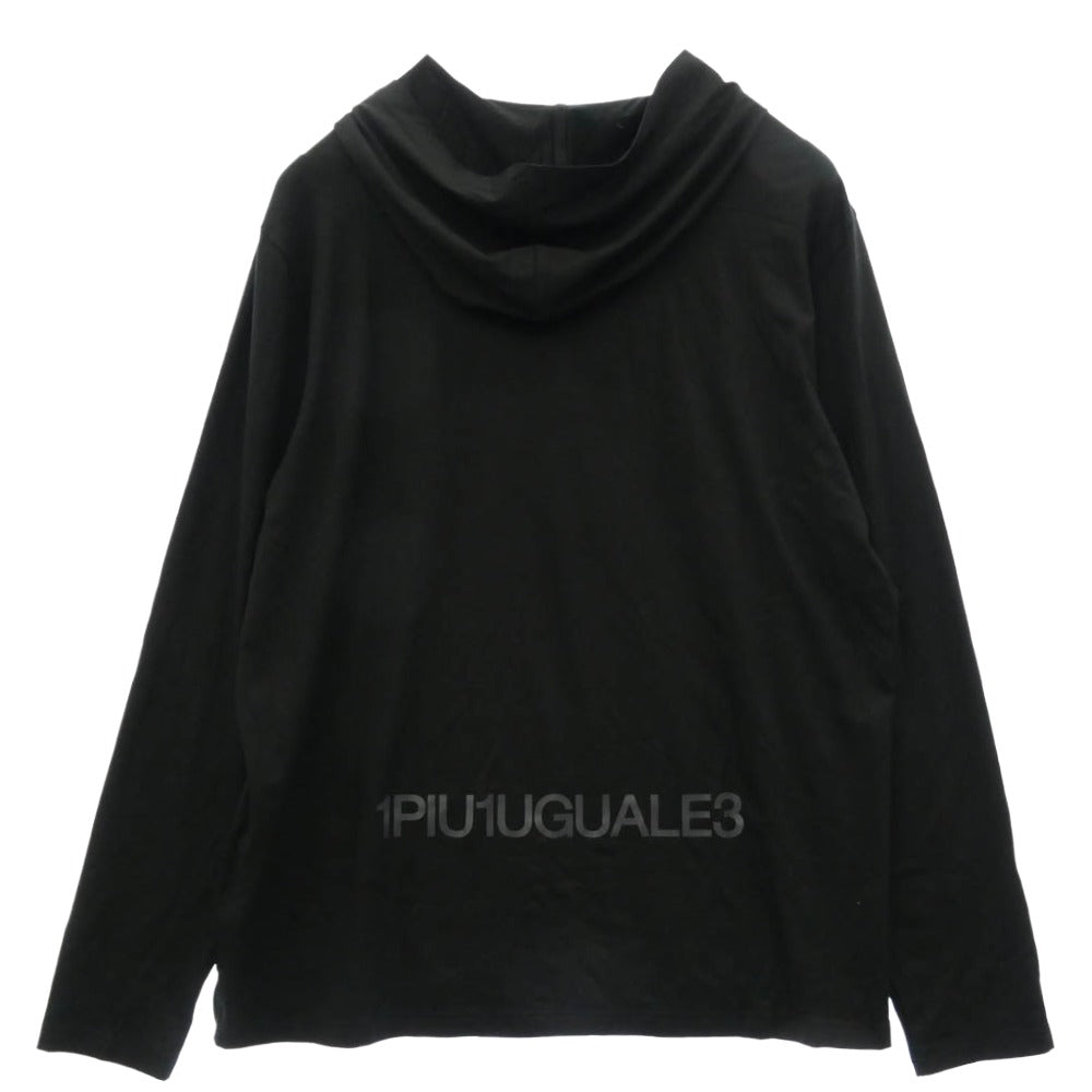 1piu1uguale3 ウノピュウノウグァーレトレ MRT329 RYN019 DEREK ROSE ラウンジウェアコレクション L/S HOODED TEE フーデッド カットソー 長袖 Tシャツ ブラック系 L【中古】