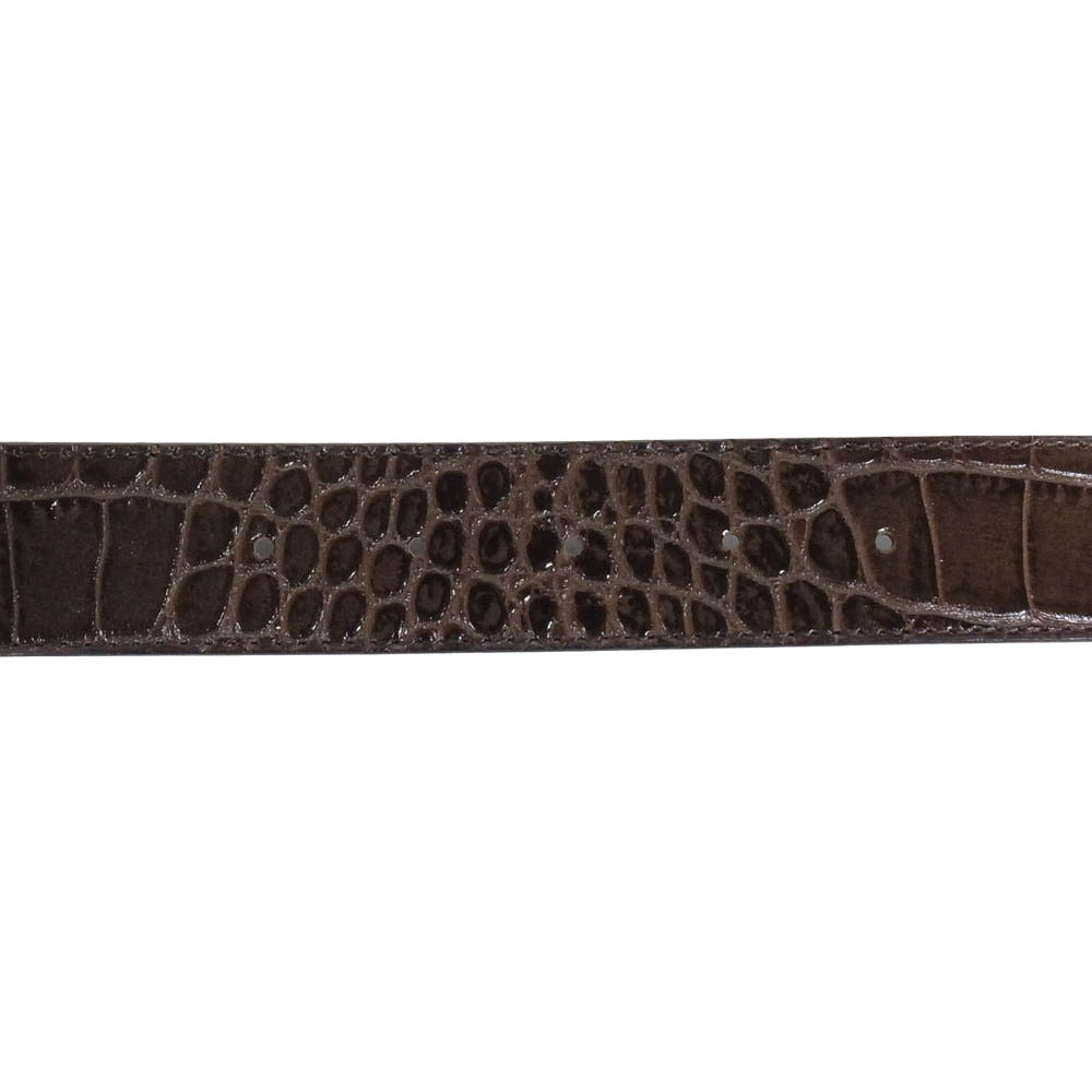 1piu1uguale3 ウノピュウノウグァーレトレ 113 GOLF BUCKLE BELT 型押し ロゴ刺繍 メタルバックル ベルト ダークブラウン系【中古】
