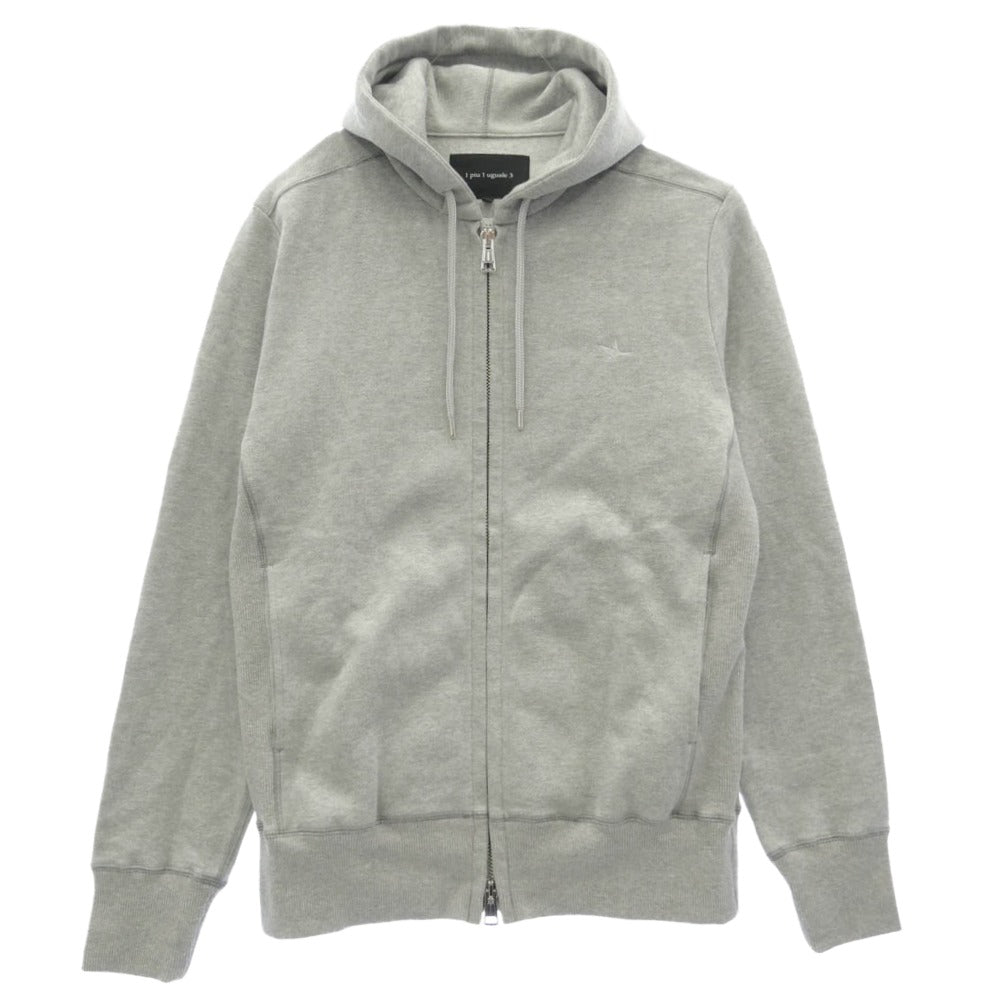 1piu1uguale3 ウノピュウノウグァーレトレ MRB659 COT396 SIC ZIP HOODED 折り鶴刺繍 サイドリブニット ジップアップ フルジップ パーカー フーディー グレー系 6【中古】