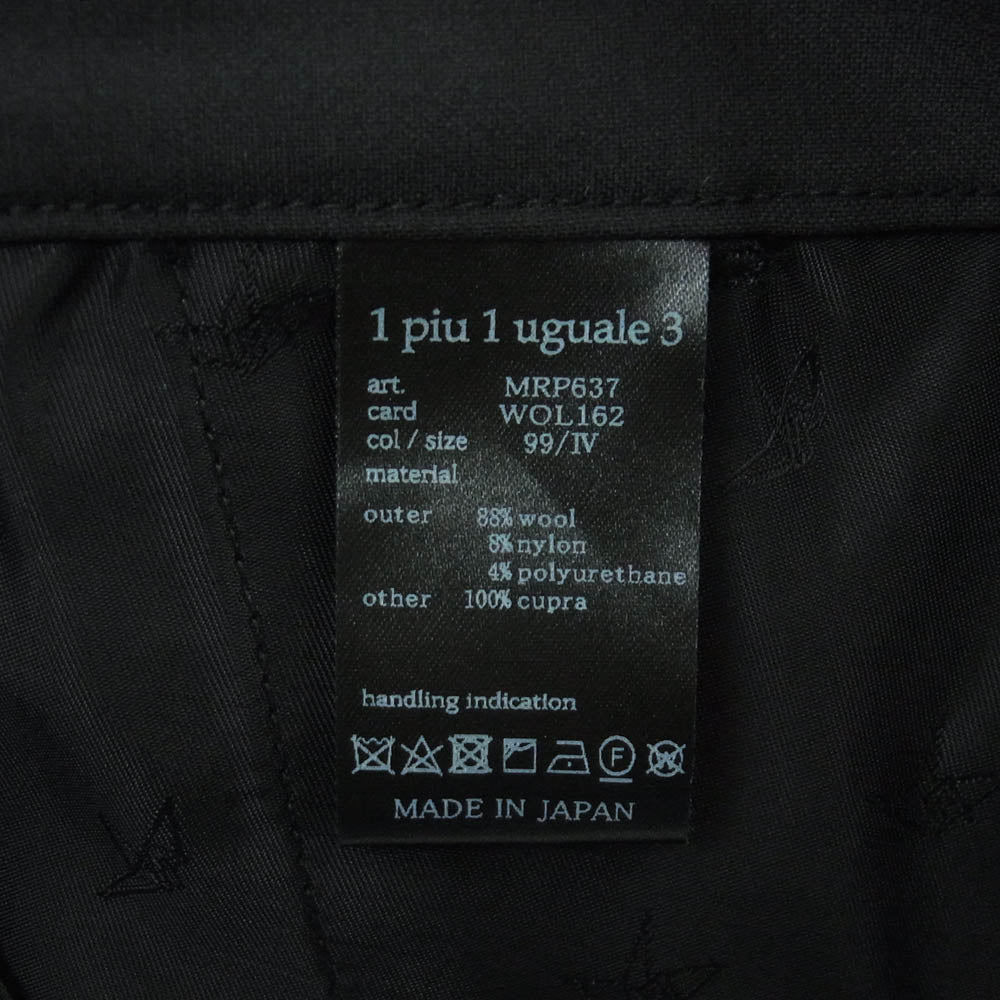 1piu1uguale3 ウノピュウノウグァーレトレ MRP637 WOL162 ROYAL SLACKS ロイヤル スラックス パンツ ブラック系 M IV 4【中古】
